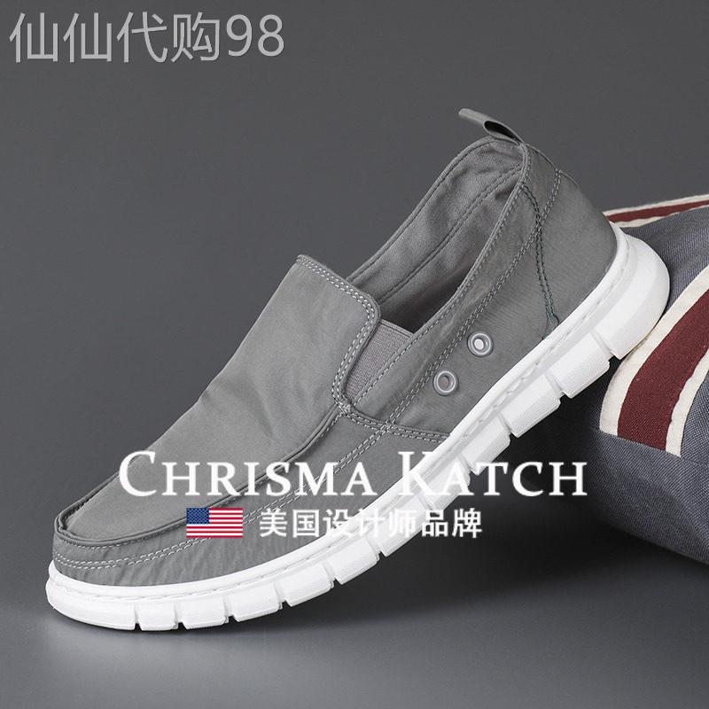 出口美国Chrisma Katch~帆布鞋男一脚蹬男鞋板鞋潮流懒人鞋白鞋