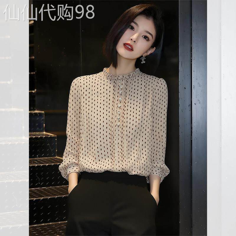 雪纺波点衬衫气质长袖2026春夏新款女时尚休闲上衣设计感气质衬衫