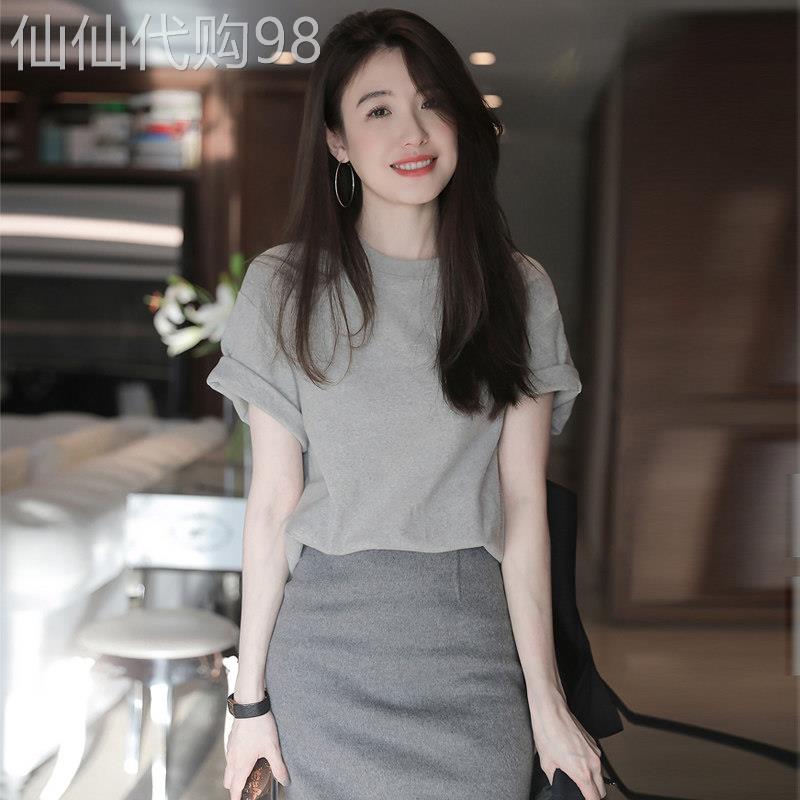 欧洲站女装夏季新款御姐轻熟风高级感短袖上衣半身裙职业两件套装