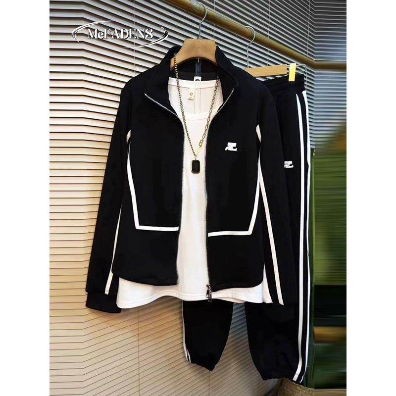 香港胖MM大码时尚跑步休闲运动减龄显瘦春秋新款卫衣外套裤子套装