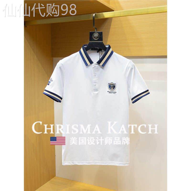 出口美国Chrisma Katch~男士翻领短袖POLO衫纯色百搭修身t恤男