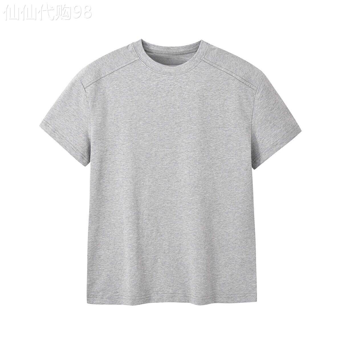灰色纯棉重磅正肩短袖t恤男士2026夏季基础款抗菌凉感运动半截袖