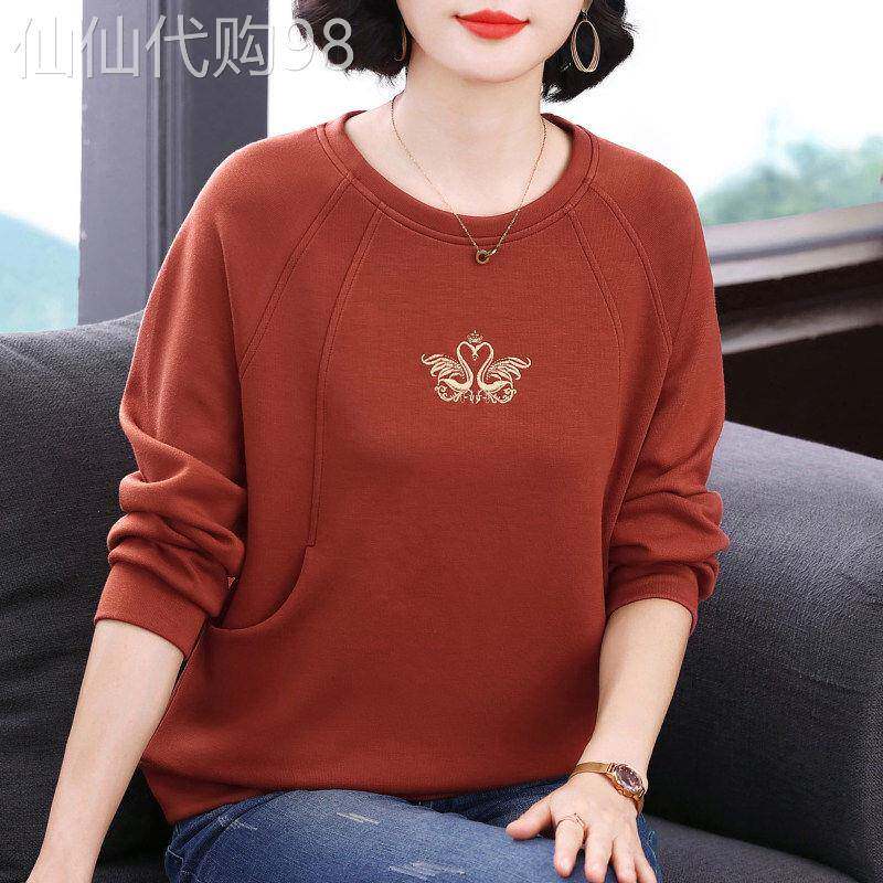 刺绣圆领长袖卫衣女宽松2026年秋季新款洋气百搭休闲打底大码上衣