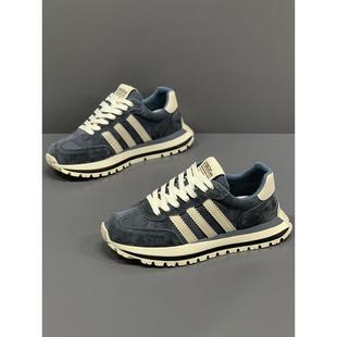 三条杠阿甘鞋男鞋春秋2025新款潮流百搭软底休闲鞋覆古厚底老爹鞋