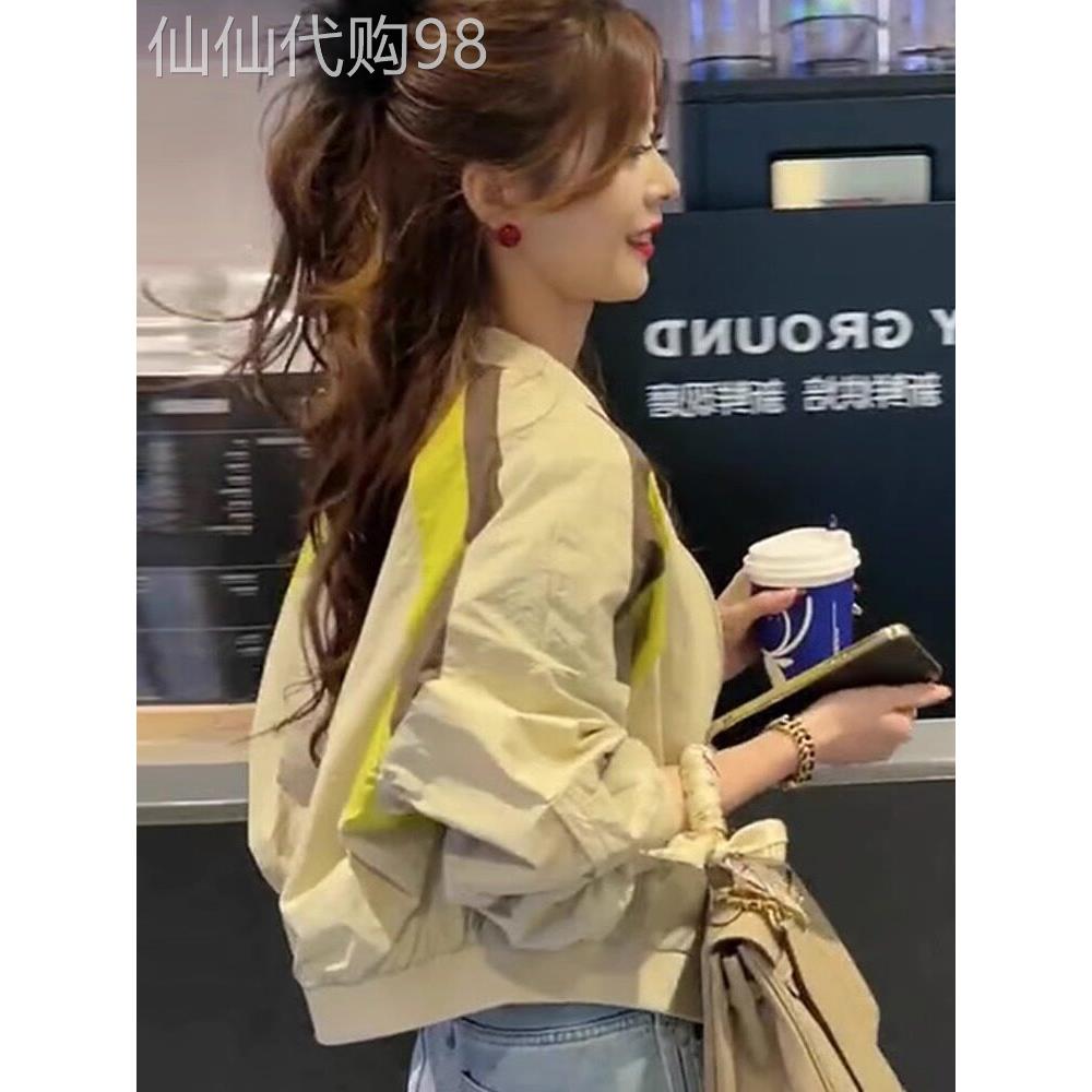 短款冲锋衣外套女士春秋季薄款拉炼开衫运动夹克小个子撞色棒球服