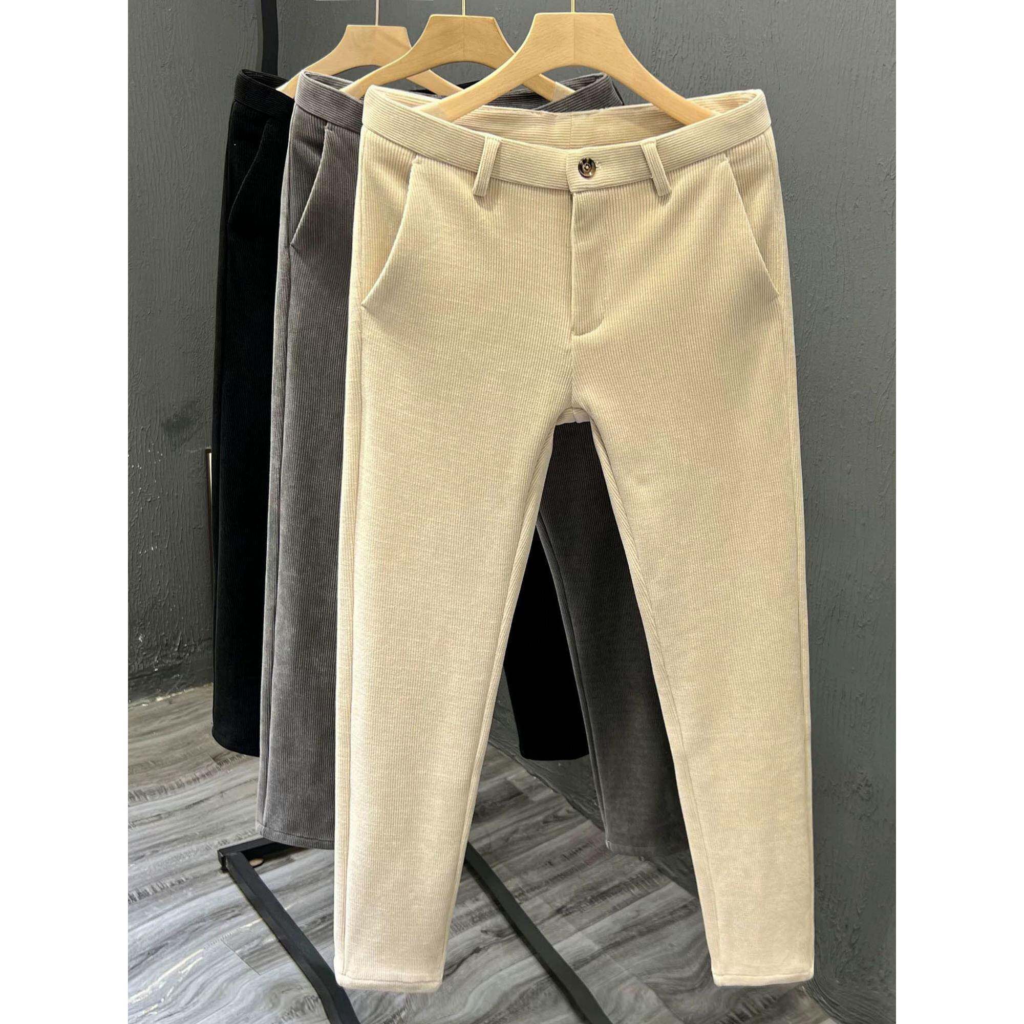 灯芯绒休闲裤男款欧货秋冬新款商务修身西裤正装时尚纯色百搭长裤