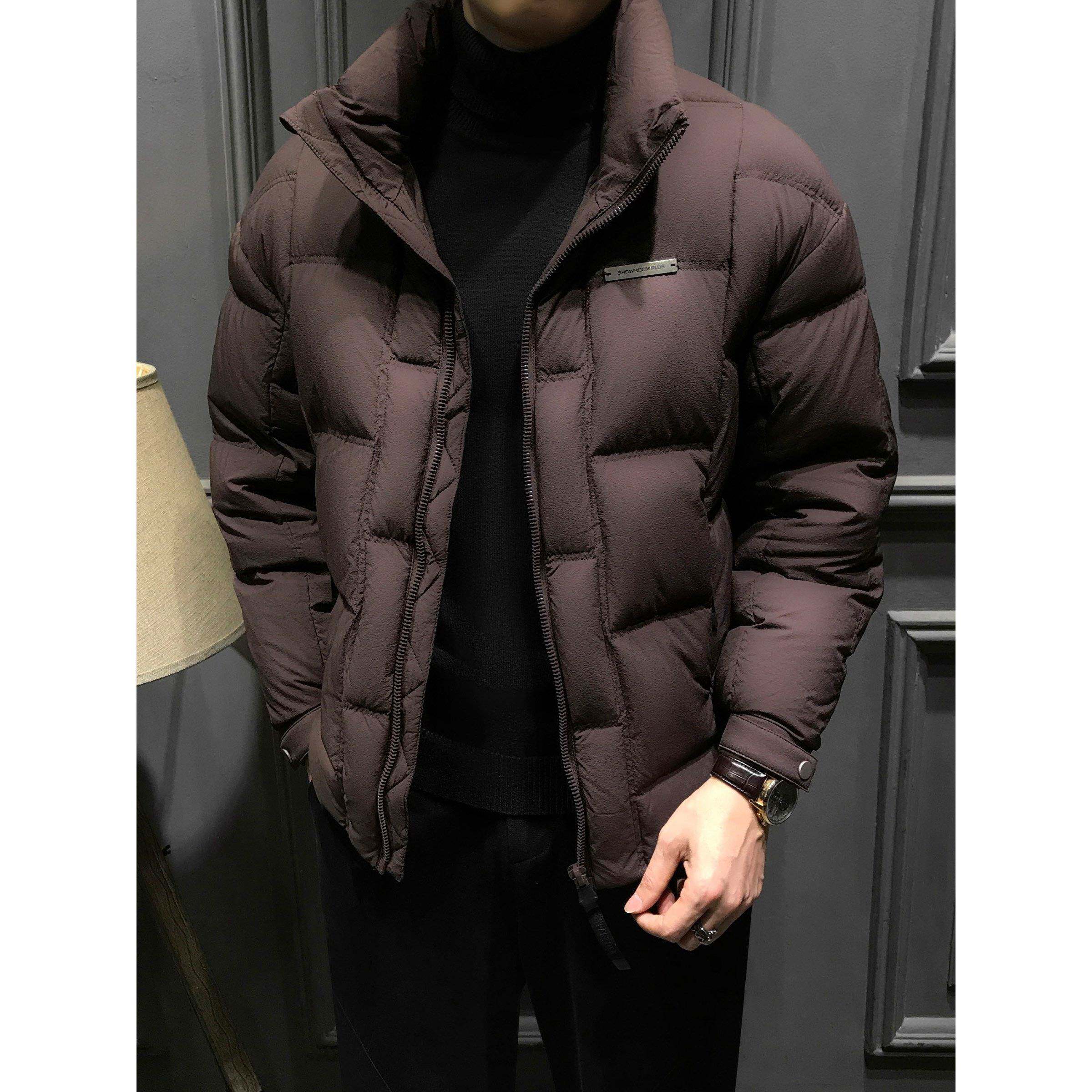 时尚休闲冬季90鹅绒羽绒服男士新款高端立领加厚外套秋冬商务夹克