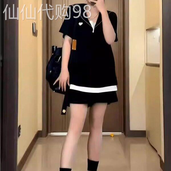 大码时尚休闲跑步运动套装女夏装微胖mm遮肉巨显瘦短袖短裤两件套