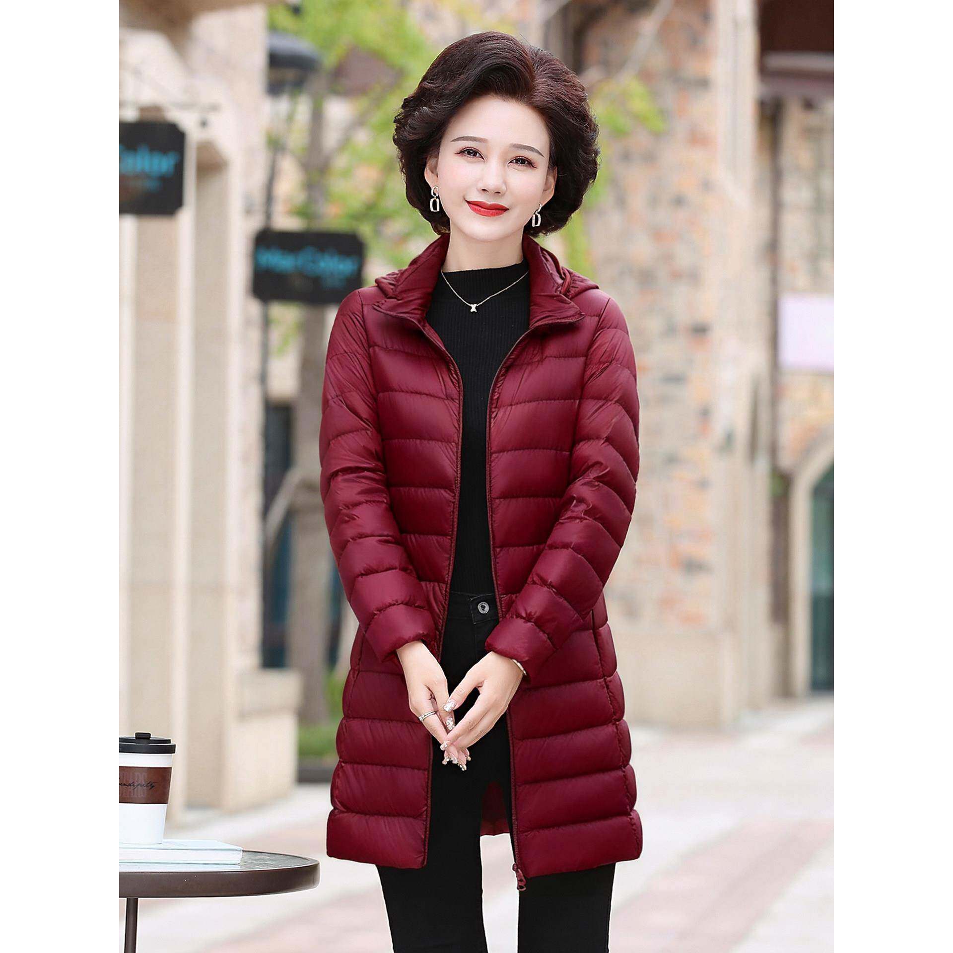 冬季2025新款轻薄羽绒服中长款女士时尚连帽可脱卸加大码保暖外套