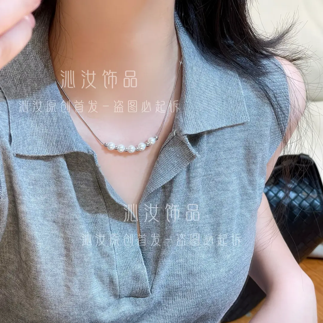 沁汝饰品P924珠珠抽拉项链轻奢图片