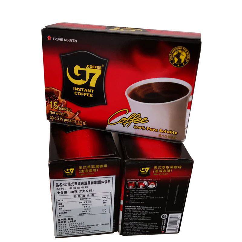 越南g7黑咖啡中文版/咖啡2G*15小包*24盒 整箱黑咖啡提神学生包邮