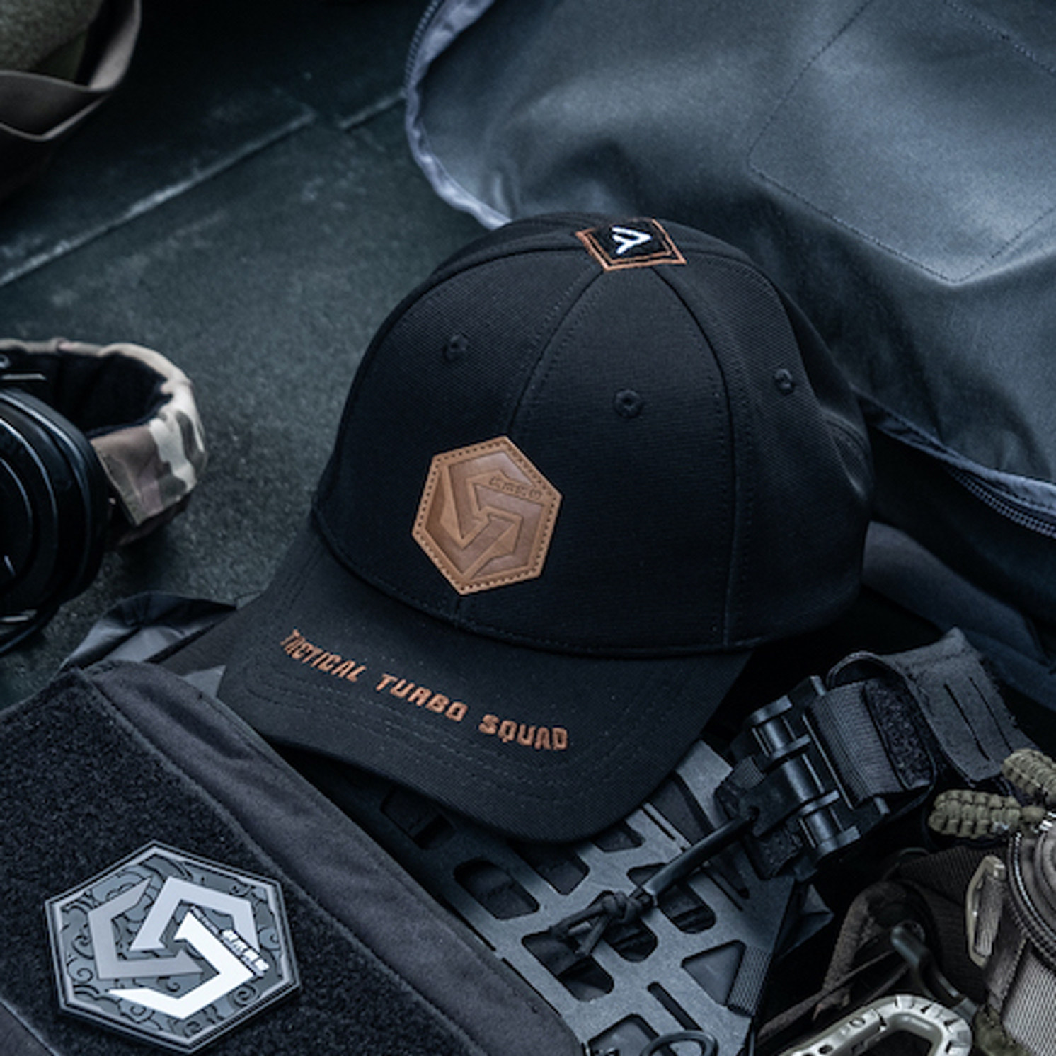 战术涡轮 新款战术射击帽户外钓鱼防晒登山遮阳棒球帽 士气章套装