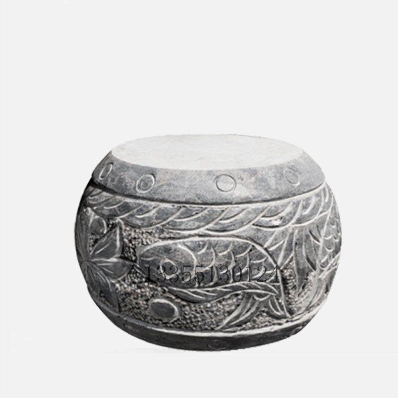 老石雕柱础青石做旧石墩石雕柱顶石仿古墩子盆景底座农村石头石柱