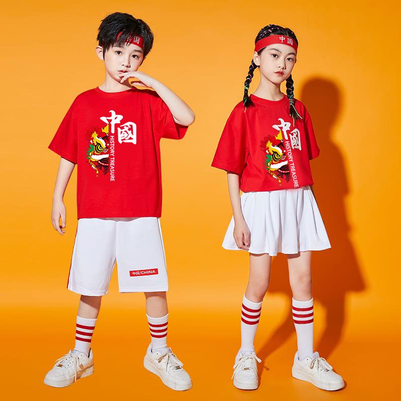 儿童拉拉队表演服中国风