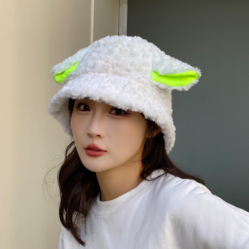 新款小羊帽子女秋冬季渔夫帽可爱