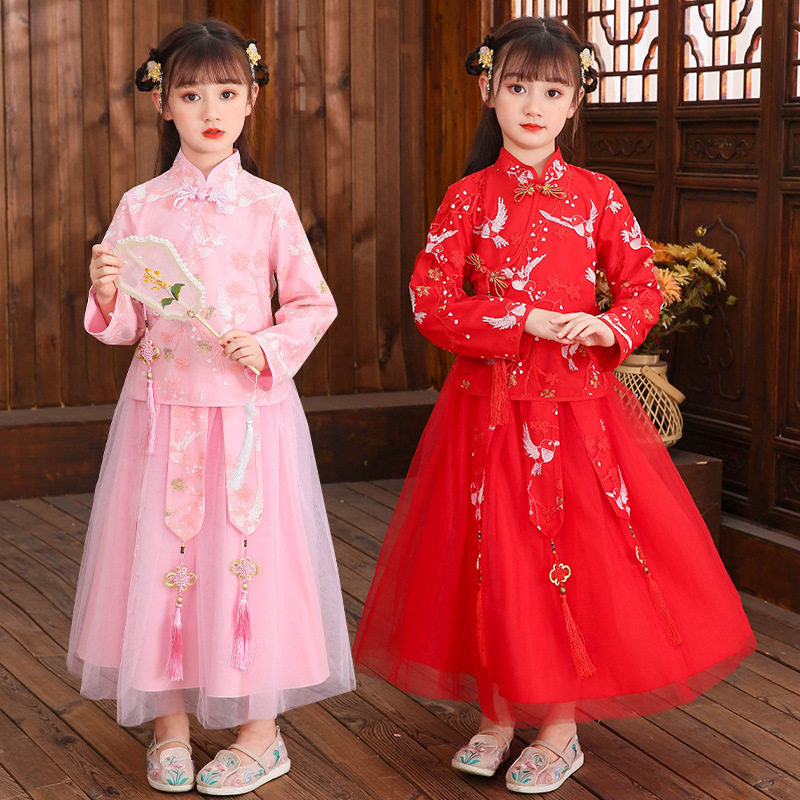 汉服女童秋季套装仙女连衣裙