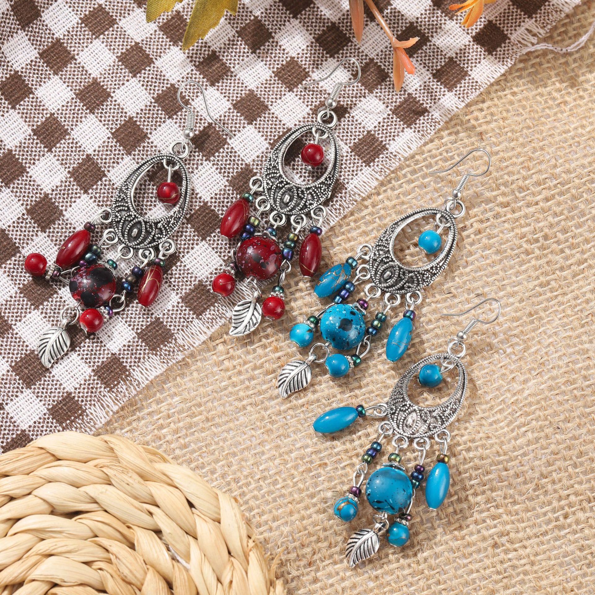 波西米亚复古民族风欧美古银耳环