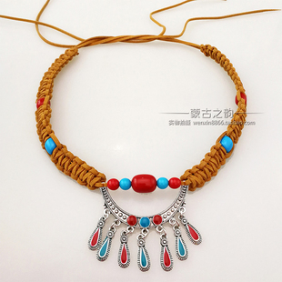 蒙古族头饰女款发带手工发饰发绳少数民族舞蹈演出跳舞佩饰可调节