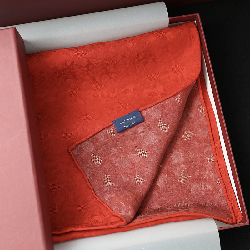 非遗花罗丨故宫红双面真丝重奢丝巾23姆米高档礼盒装围巾送妈妈女