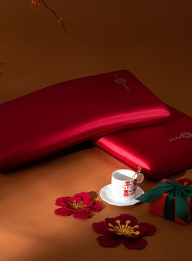 LACASA高端婚庆枕头枕芯慢回弹记忆枕红色可拆洗中枕高枕一对装