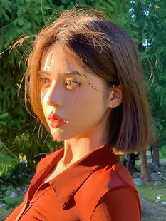 闪格短发假发女全头套彷全真人发蕾丝无刘海一刀切自然隐形假发套