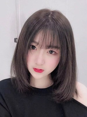 空气刘海假发女中长发网红可爱锁骨发过肩自然全头套