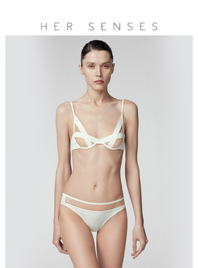 HER SENSES/何识平衡系列网纱镂空设计拼接长三角钢圈文胸B108