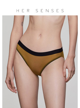 HER SENSES/何识感官系列弹力网纱中腰无痕女士三角裤P003