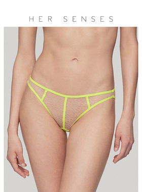 HER SENSES/何识LOGO系列条纹字母印花全棉底裆低腰三角裤 P094