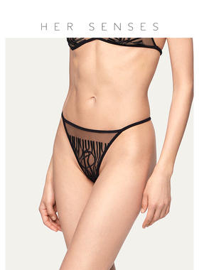 HER SENSES/何识独白低腰女T裤刺绣网纱性感无痕丁字内裤P069