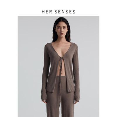 HER SENSES/何识时装系列双系带设计针织开衫HCD41