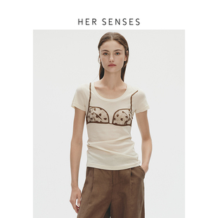 HER SENSES/何识时装系列简约设计感印花T恤WTS19
