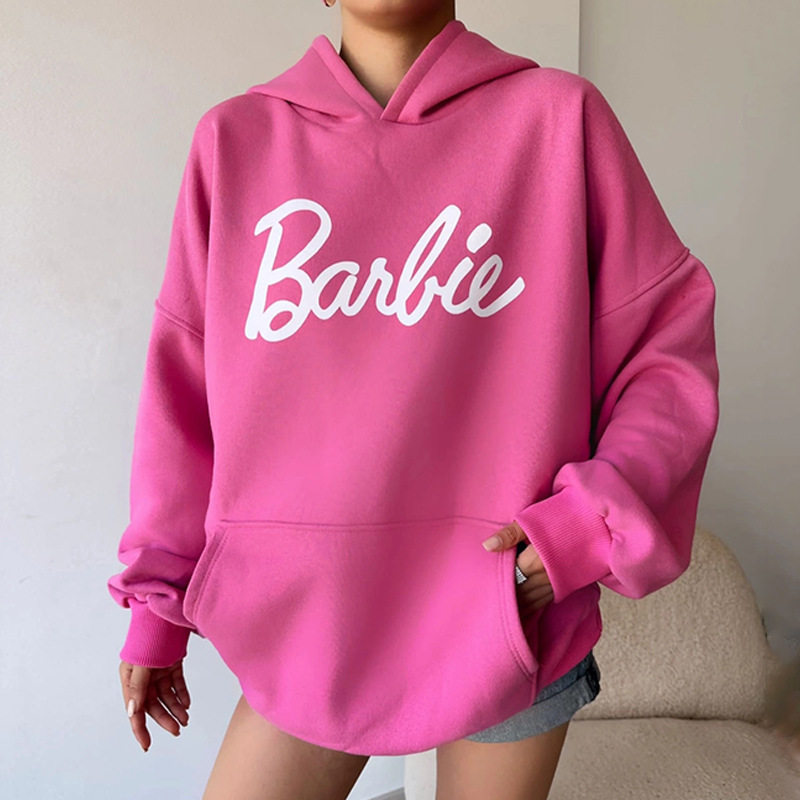 Women Letter Print Casual Loose Hoodies字母印花宽松连帽卫衣