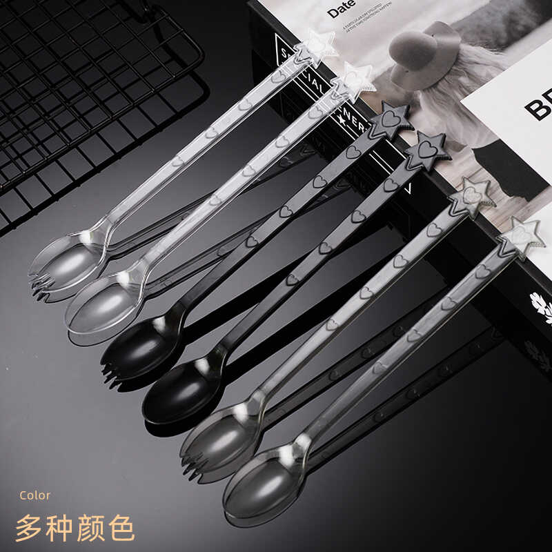 21cm长加厚烧仙草一次性奶茶叉子