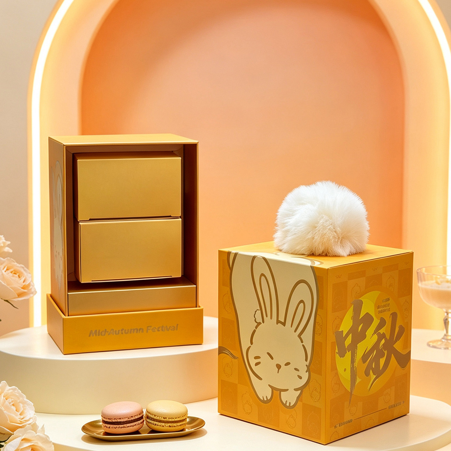 中秋礼盒月饼包装盒2/4粒印logo