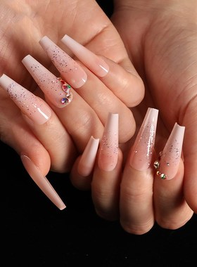 24pcs/box press on nails coffin Ballet Gradients Scallion p