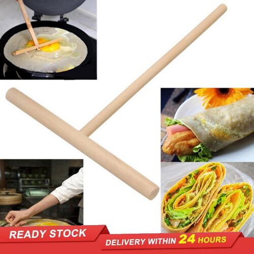 New T-shaped wooden crepe maker pancake batter spreader stic