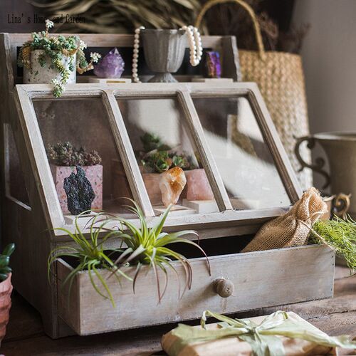 slanted design handmade antique solid wood small storage cab - 封面