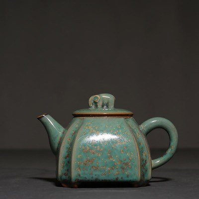 210ml Green Glaze Kiln Change Kung Fu Teapot Ceramics Househ