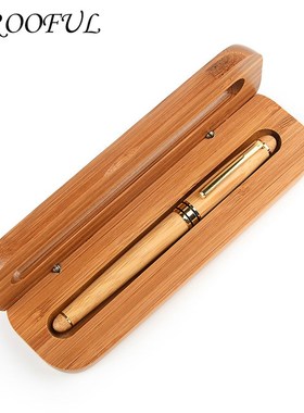 1Pc Bamboo Wood Handle Signature Pen Rollerball Pen Busines