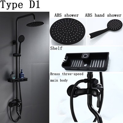 Faucet Shower Set Brass Shower System Black Pressurized Rain