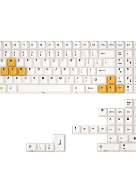 Cherry Profile White Yellow Color Keycaps Dye Sub Black Prin