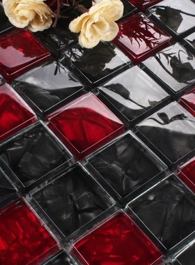 Luxury Black Red Crystal Glass Mosaic Tile for Kitchen Backs