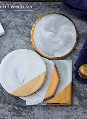 1pc Gold Marble Coasters Ceramic Coaster Tea Cup Pad Round T