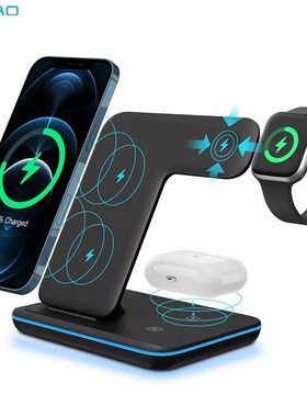 FDGAO 3 in 1 Qi Wireless Charger Stand for iPhone 12 11 XS