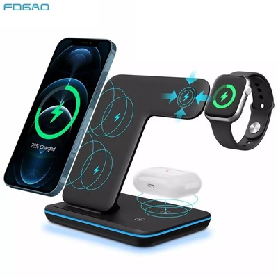 FDGAO 3 in 1 Qi Wireless Charger Stand for iPhone 12 11 XS