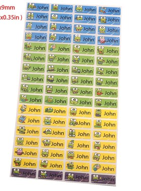 100PCS Cartoon Frog Pattern Custom Name Sticker Waterproof