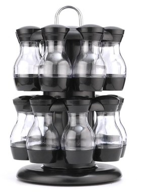 16Pcs Condit Set 360 Rotating Spice Jar Rack Kitchen Cruet C