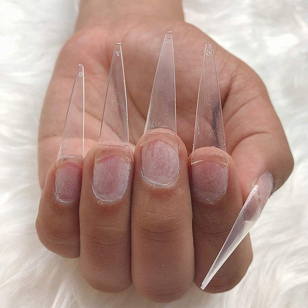 500pcs clear false nails tips lavish long clear stiletto na