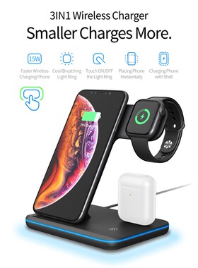 15W 3 in 1 Wireless Charger Stand for iPhone12 11 XS XR X 8